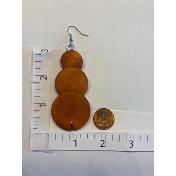 Earrings Brown  Dangle Teardrop
Wooden Boho Modern Round Hippie
Statement NEW - Picture 4 of 4